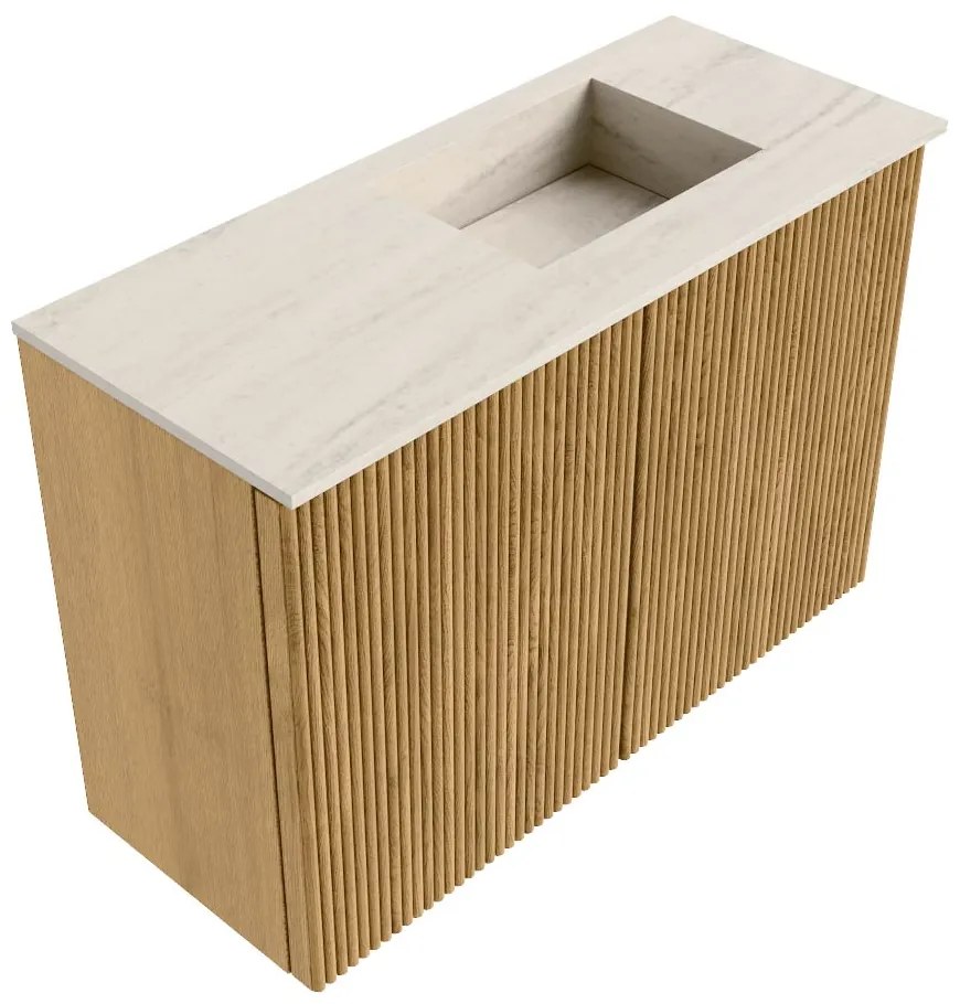 Mondiaz Joya DLux 60cm toiletmeubel oak met wastafel faye rechts zonder kraangat meli