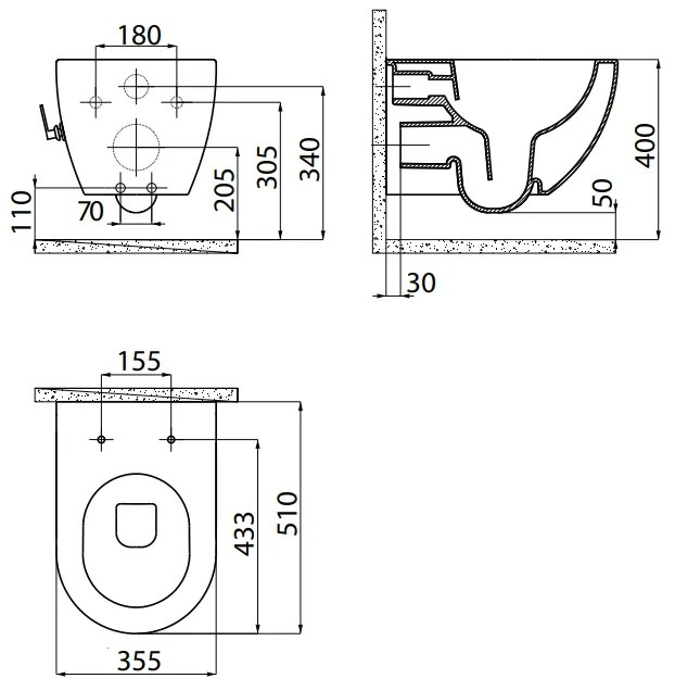 SaniGoods Bidet mat zwart toilet met warm en koudwater sproeier randloos zonder zitting