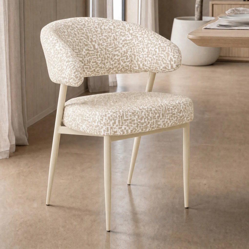 Eetkamerstoel Geometrische Print Beige