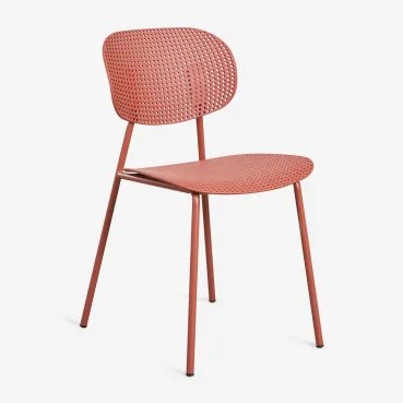 Set Van 4 Tuinstoelen Van Polypropyleen En Ijzer Tupah Terracota - Sklum