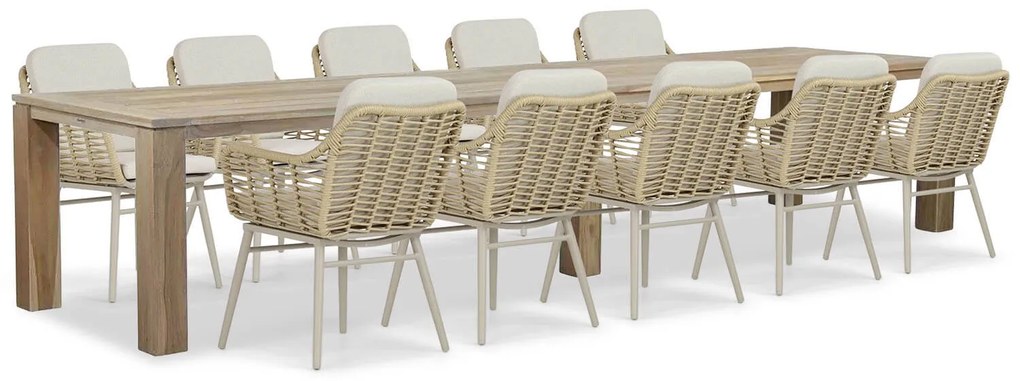 Tuinset 10 personen 400 cm Aluminium/wicker Taupe Coco Antoni/Brighton