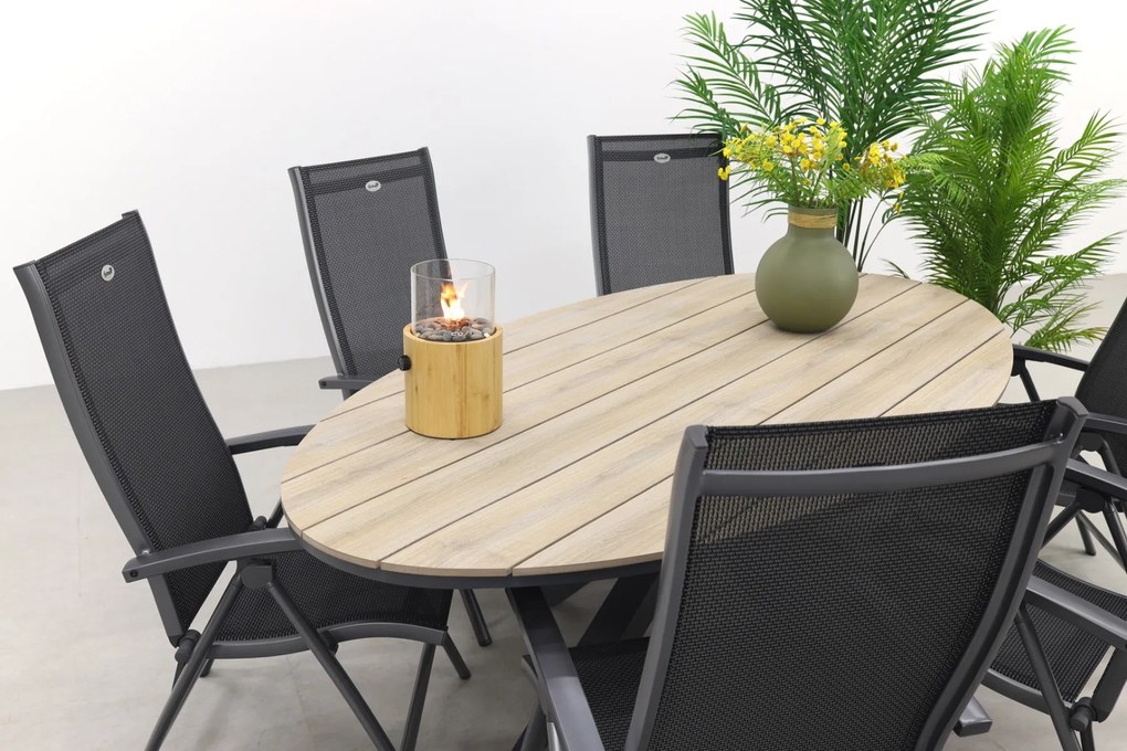 Hartman Salvatore/GI Edison 6-persoons ovale verstelbare tuinset 220x115 cm.