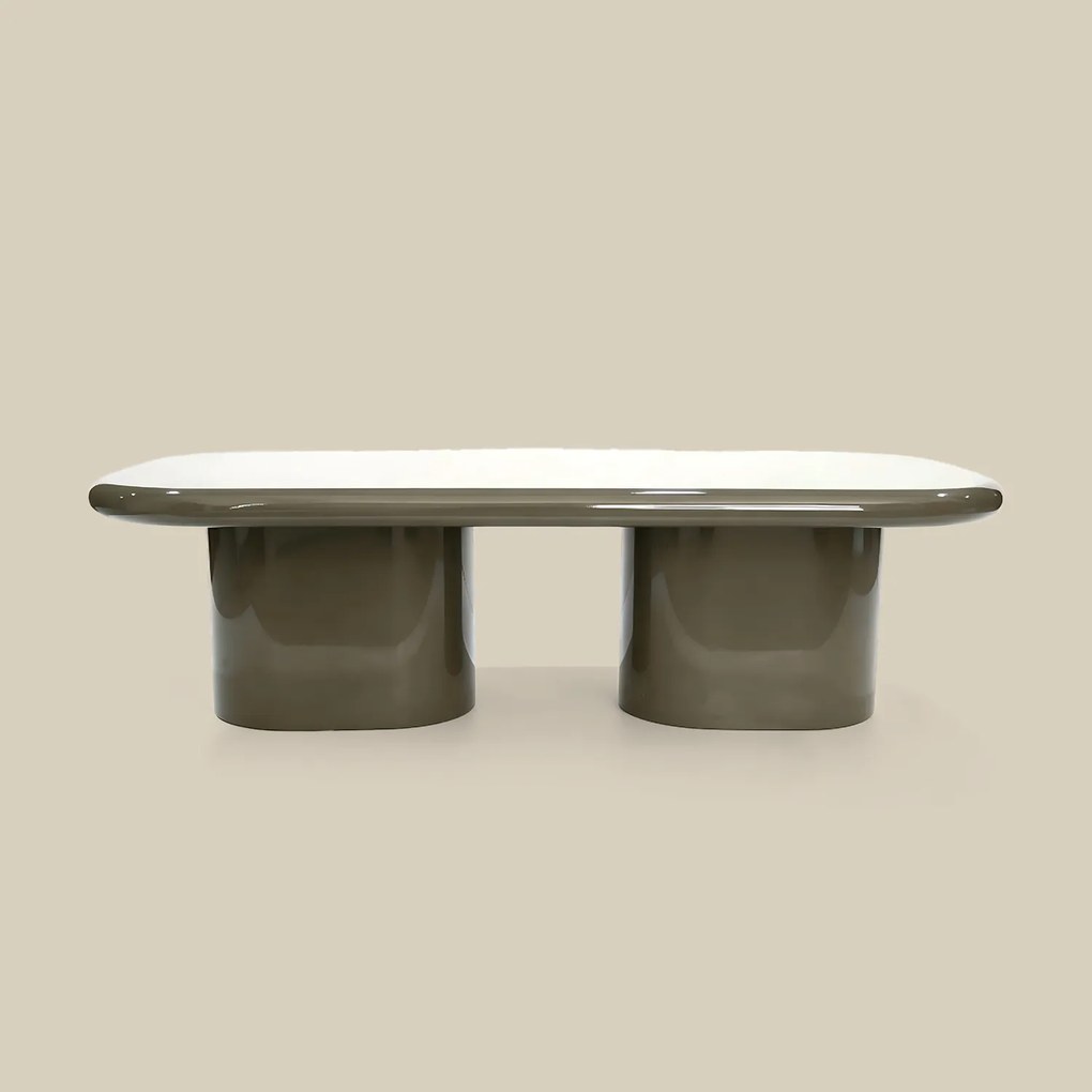Ovale Salontafel Hoogglans Taupe - 119 X 59.5cm.