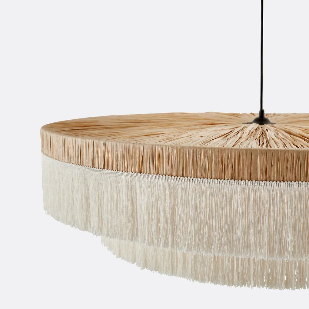 Hanglamp in raffia met franjesØ86 cm, Kavi.