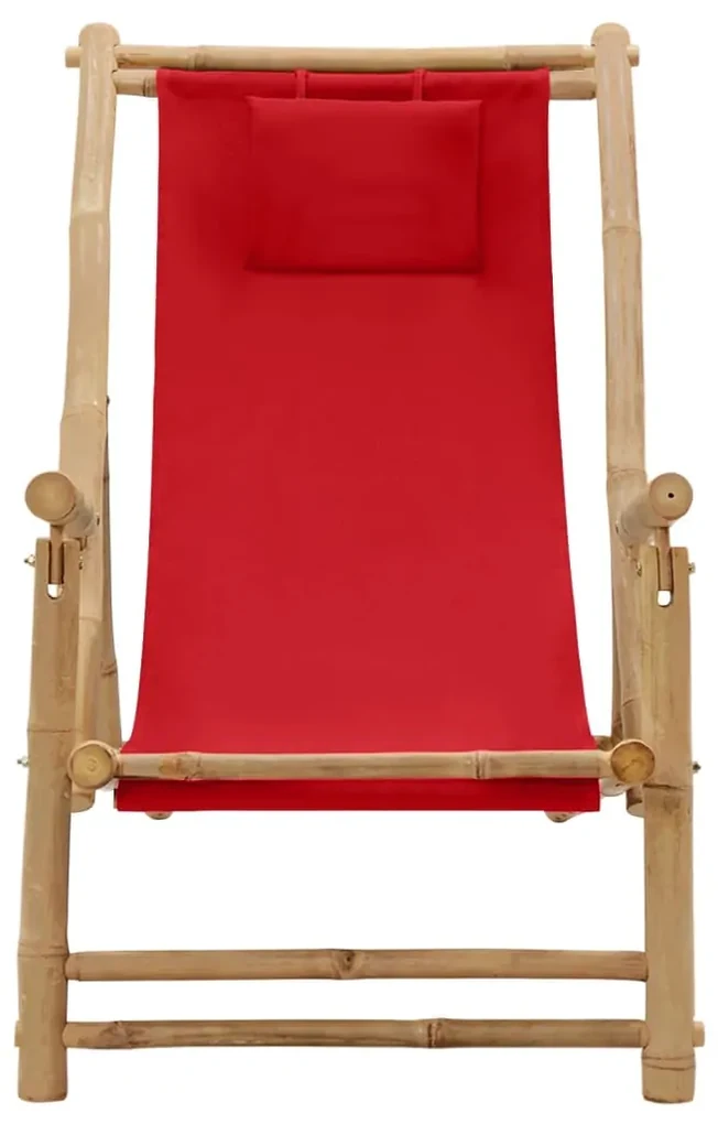 vidaXL Terrasstoel bamboe en canvas rood