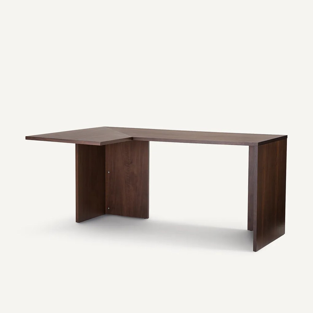 Hoektafel, notenhoutfineer lengte 165 cm, Working