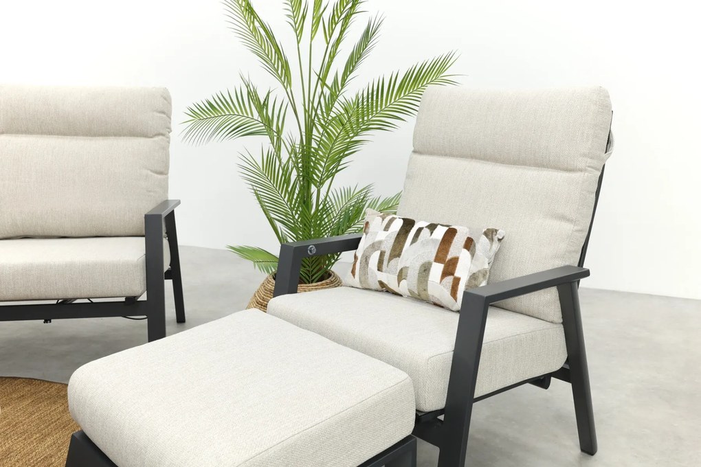 Lagos/Mindo stoel-bank loungeset 5-delig verstelbaar - Antraciet