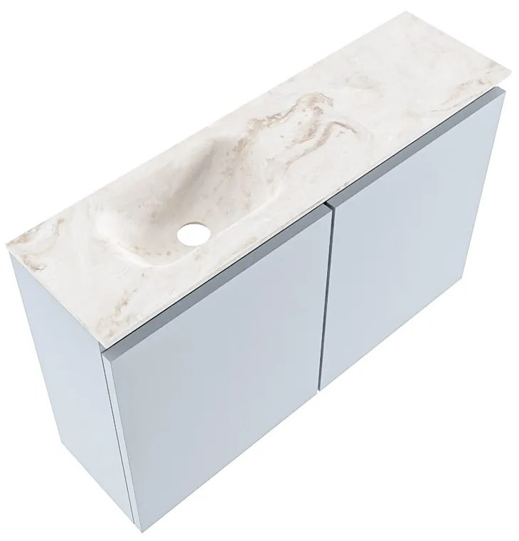 Mondiaz Ture DLux toiletmeubel 80cm clay met wastafel frappe links zonder kraangat