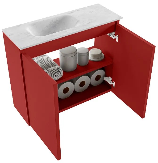 Mondiaz Ture DLux toiletmeubel 60cm fire met wastafel opalo links met kraangat