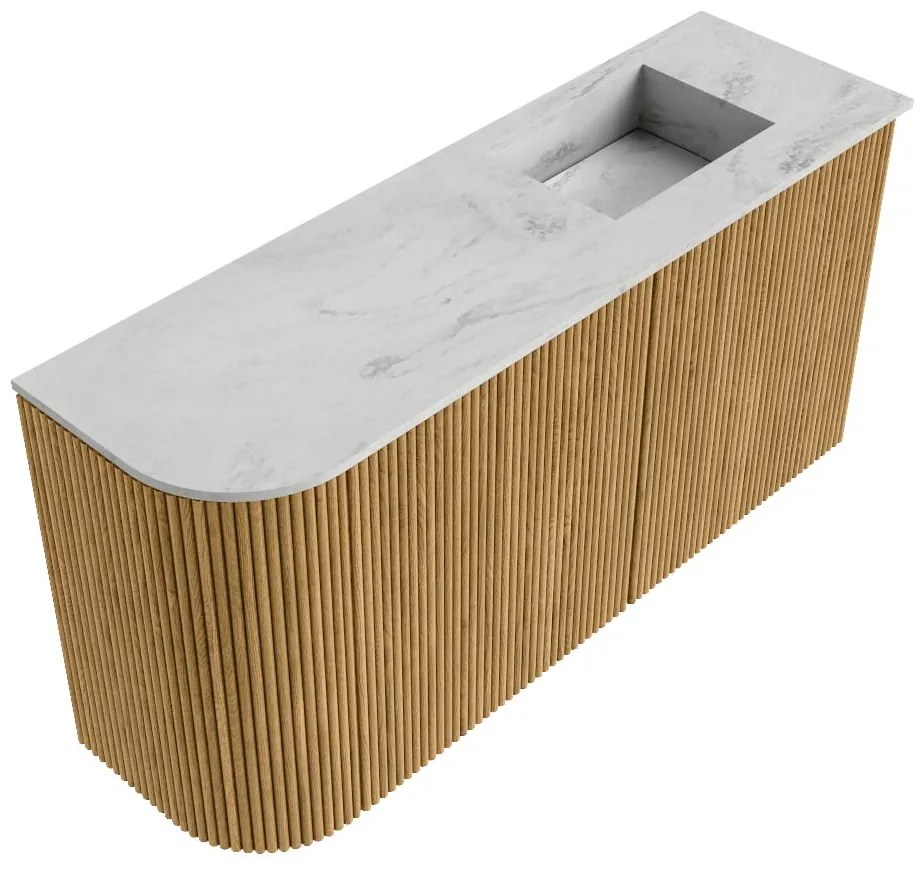 Mondiaz Joya DLux 80cm toiletmeubel ronding links oak met wastafel faye rechts zonder kraangat opalo