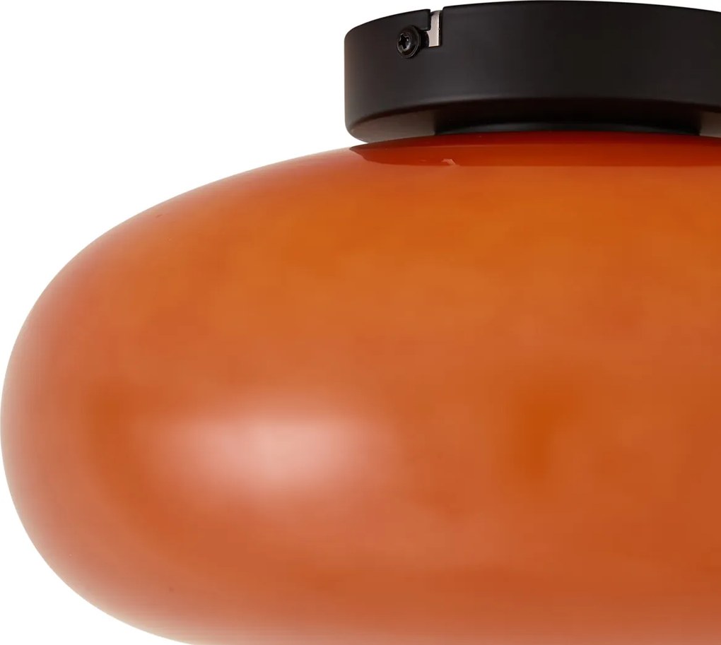 Retro plafondlamp zwart met oranje glas 30cm - Glaze