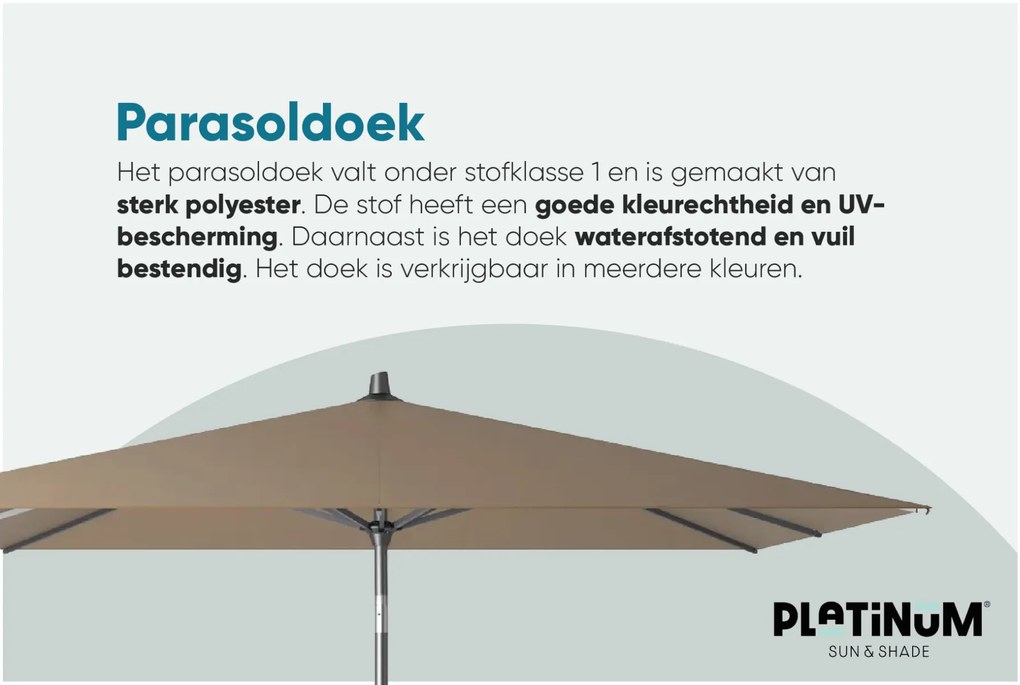 Platinum Riva stokparasol 2,5x2,5 m. - Taupe