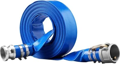 VEVOR Industriële slang 51 mm x 15,24 m Platte slang PVC Brandslang 58 PSI (4 bar) Werkdruk Rioolslang 174 PSI (12 bar) Barstdruk Bouwslang met Camlock C/E-connectoren, 4 klemmen