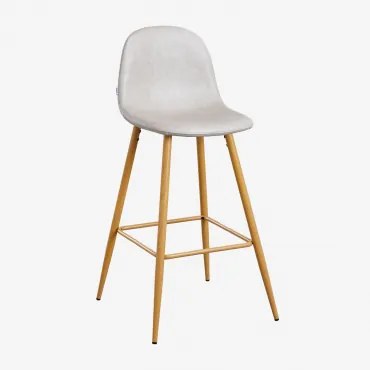 Glamm Hoge Kruk In Imitatieleer Grijs – Taupe – Koel & ↑75 Cm & Natuurlijk Hout - Sklum