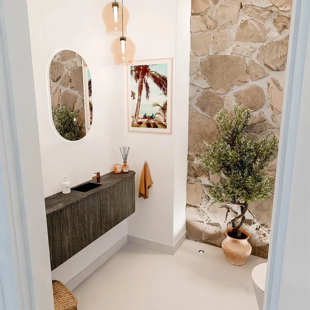 Mondiaz Joya DLux 125cm toiletmeubel ronding links/rechts shadow met wastafel faye midden 1 kraangat lava