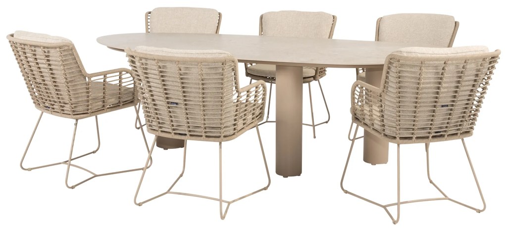 Estate Fabrice dining tuinset 240x105xH75 cm 7 delig keramiek latte 4 Seasons Outdoor