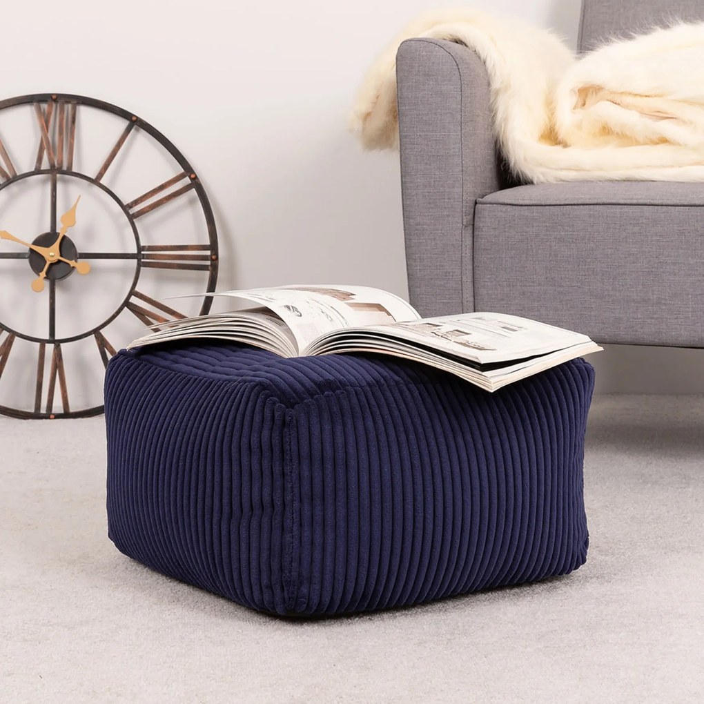 Theo Corduroy Poef - Navy Blue