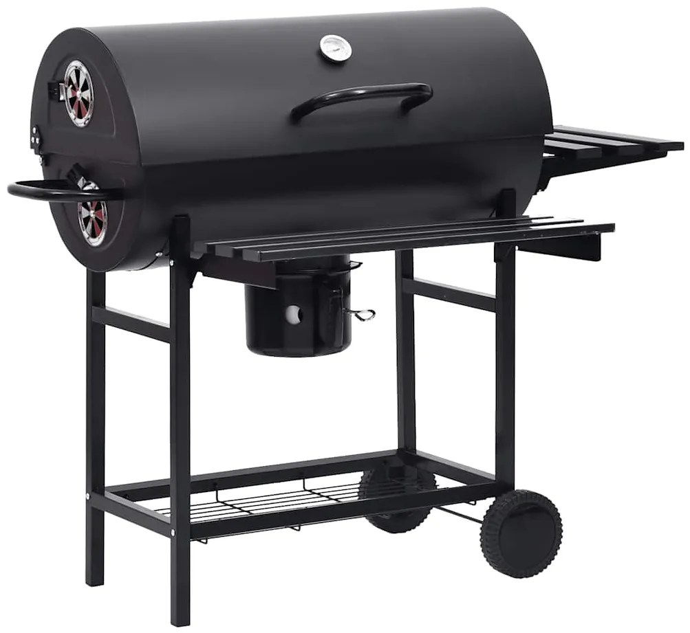 vidaXL Barbecuevat met wielen en schappen 115x85x95 cm staal zwart
