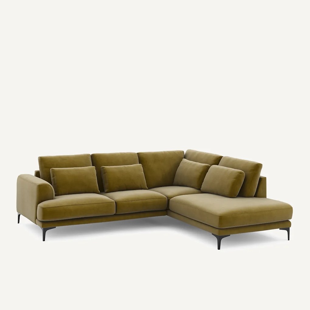 Rechtse hoekbank met leuning in fluweel, Marsile