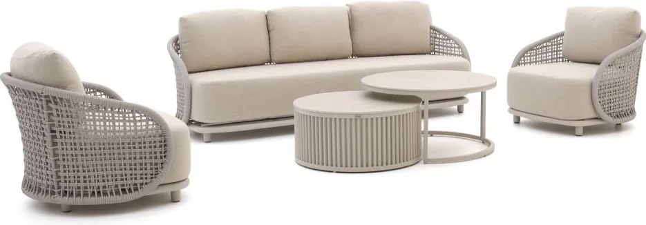 + 15% kassakorting | Stoel-bank loungeset Manifesto  | 5 personen | Loungeset Beige | Aluminium | Kees Smit Tuinmeubelen