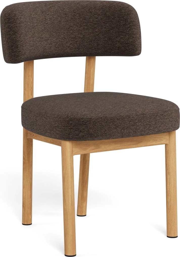 Mazzoni TORAY Bruin (stof Apia 442)/eiken naturel onderstel - GESTOFFEERDE EETKAMERSTOEL VOOR KEUKEN/EETKAMER