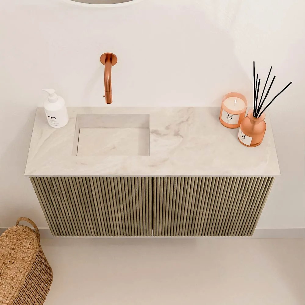 Mondiaz Joya DLux 70cm toiletmeubel dusk met wastafel faye links zonder kraangat frappe