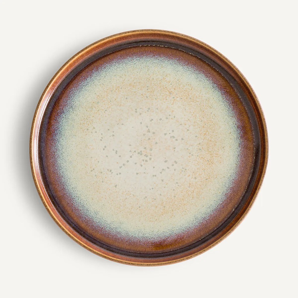 Set van 4 platte borden in iriserend aardewerk, Liega