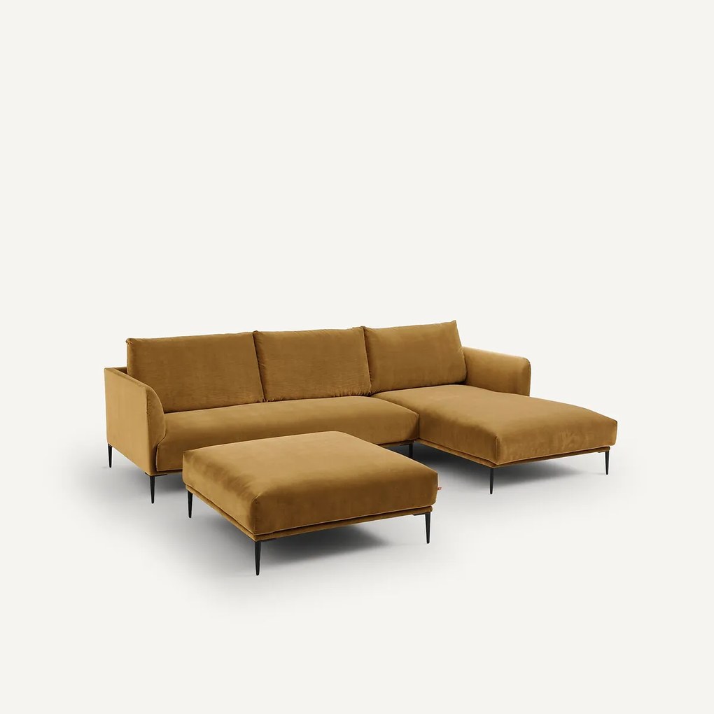 XL voetenbank in fluweel, Oscar, ontwerp E. Gallina