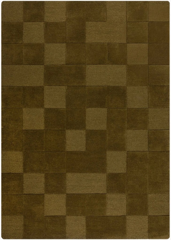 Handgetuft hoog-laag wollen vloerkleed Checkerboard