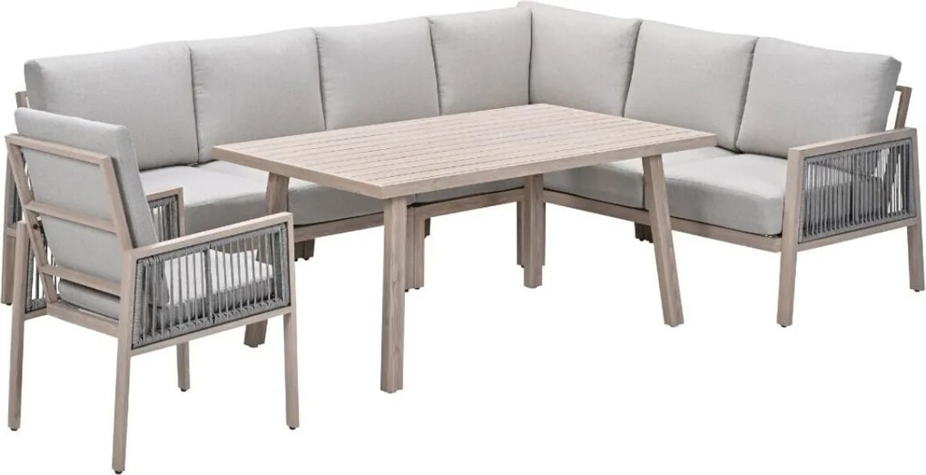 Garden Impressions San Capri lounge dining set 6-delig incl. stoel - light oak aluminium
