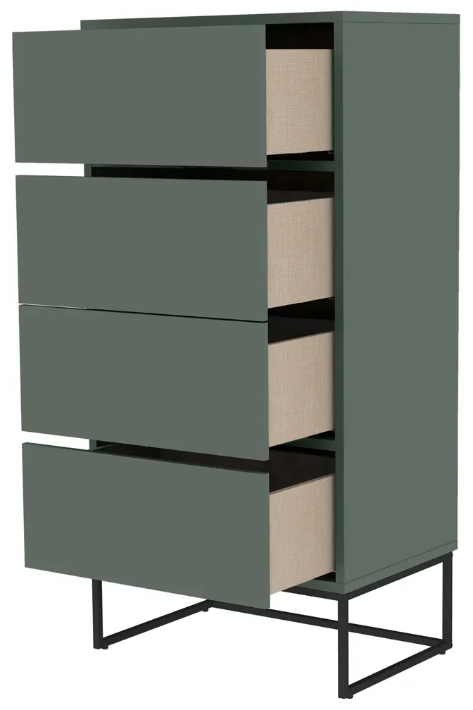 Tenzo Lipp Wandkastje Met 4 Lades Groen - 60x43x127cm. | BIANO
