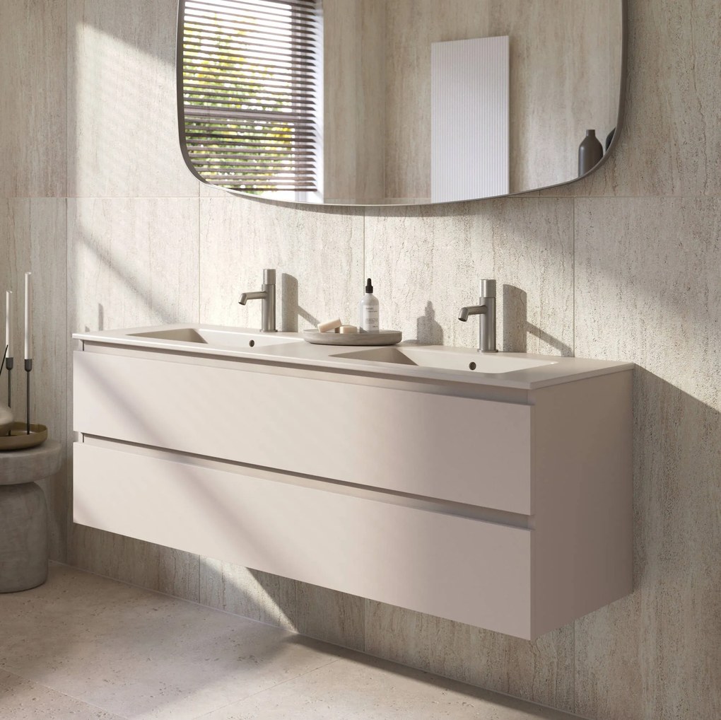 Ben Tendenza badmeubel incl. dubbele keramische wastafel 140x46x52cm zand