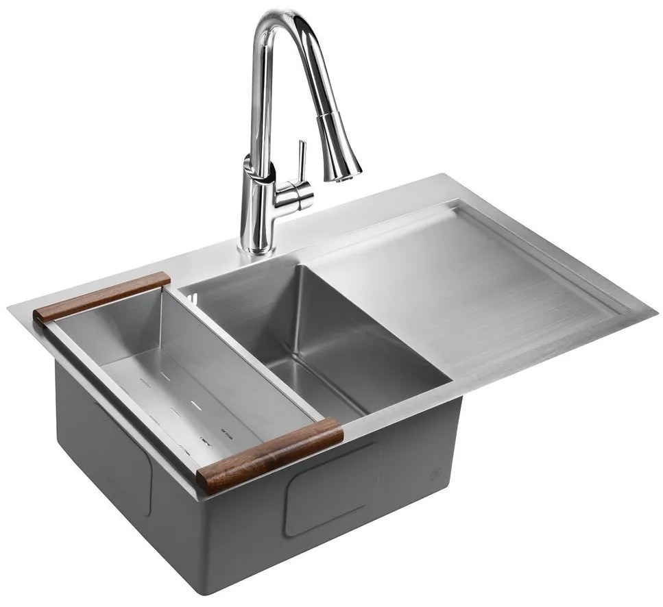 Sapho Kiva spoelbak 79x48x20cm links met kraangat RVS