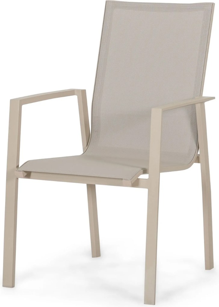 Tuinset Ronde Tuintafel 4 personen 125 cm Aluminium Zand/Beige  Lifestyle Garden Furniture Ultimate/Ancona