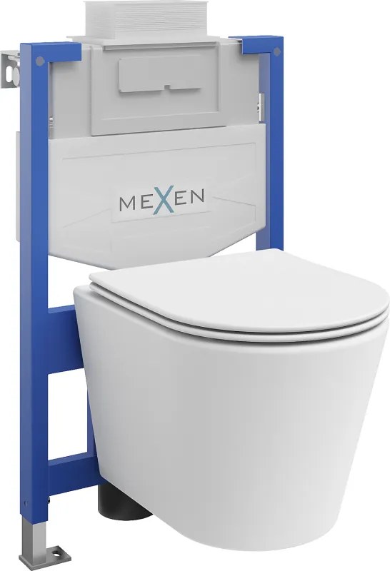 Mexen inbouwset WC frame Fenix XS-U met WC-pot Rico en zacht sluitende zitting, wit mat - 68530724001