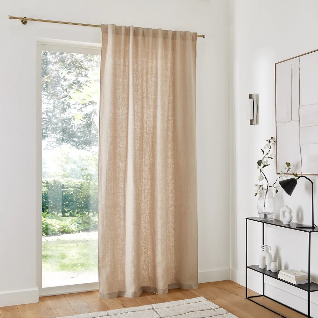 Linnen schermgordijn, met aangerimpelde bies en wave, ELBA