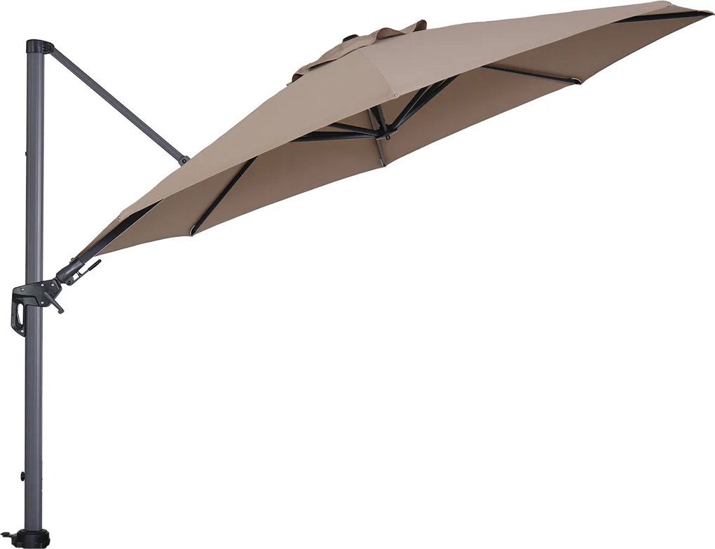 Garden Impressions Hawaii zweefparasol Ø350 cm - frame carbon black - taupe doek