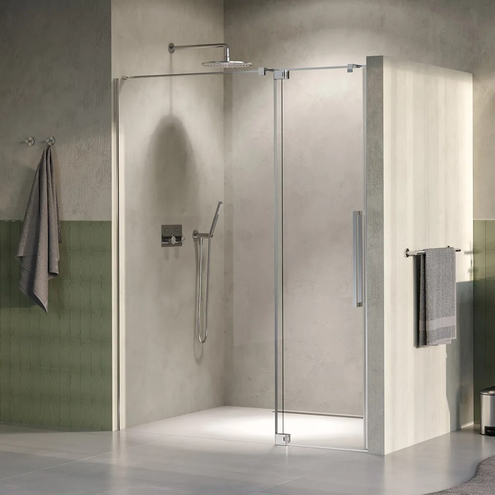 Brauer Stellar nisdeur met vaste wand 140cm RVS geborsteld PVD