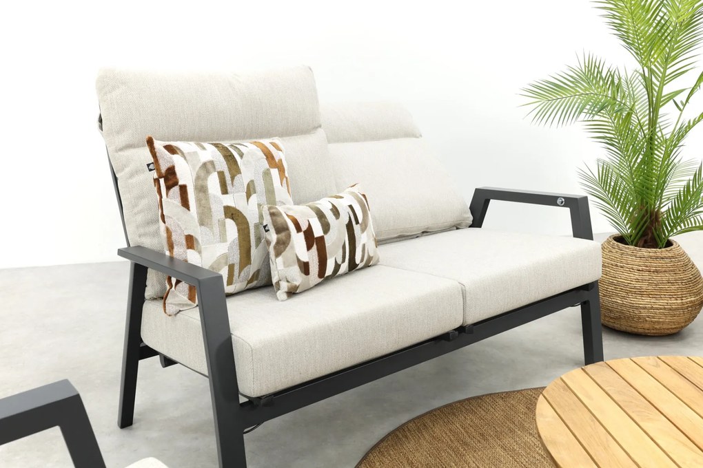 Lagos/Mindo stoel-bank loungeset 5-delig verstelbaar - Antraciet