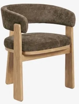Carbalis Gestoffeerde Eetkamerstoel Met Armleuningen En Eikenhouten Frame Eikenhout & Chenille Koffiebruin - Sklum