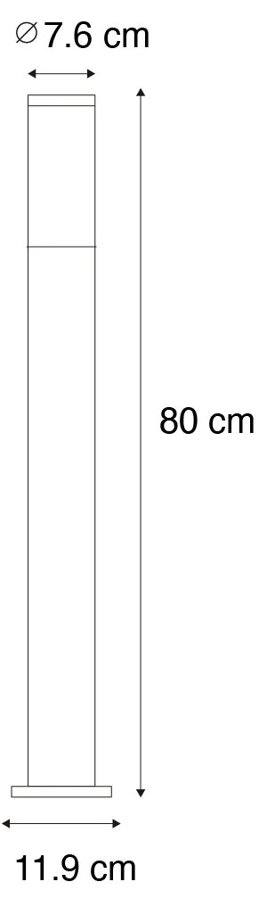 Buitenlamp zwart met grondpin en kabelmof 80cm IP44 - Rox