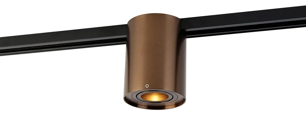 Moderne 1-fase railSpot / Opbouwspot / Plafondspot donkerbrons - Iconic Rondoo Up Modern GU10 Binnenverlichting Lamp