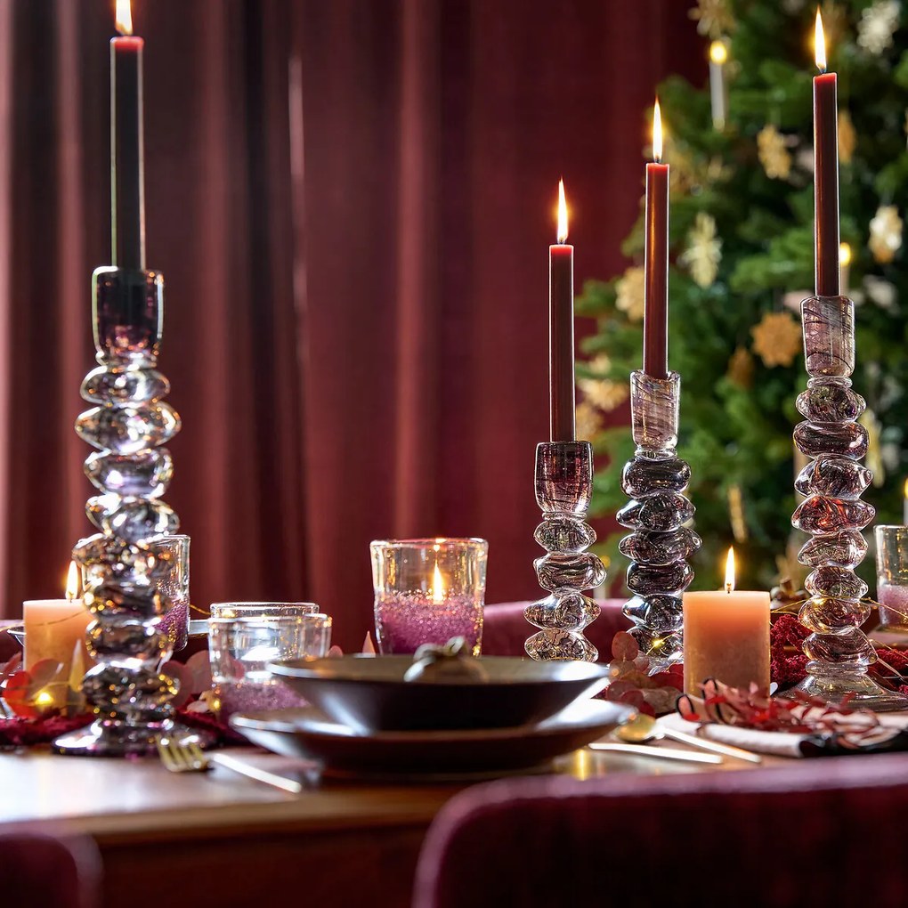 Handgeblazen glazen kandelaar, H23 cm, Qimera