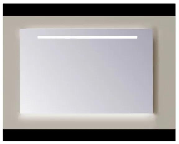 Sanicare Q-mirrors spiegel zonder omlijsting / PP geslepen 120 cm horizontale strook + Ambi licht onder cold white leds LCD.60120