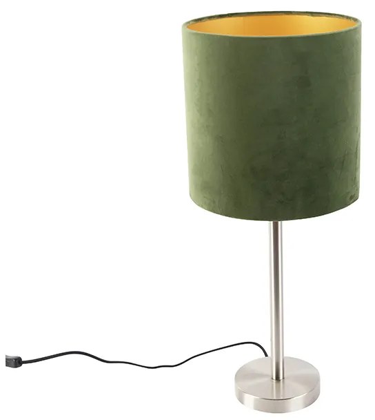 Tafellamp staal met groene kap 25 cm - Simplo