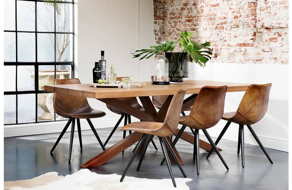 Goossens Kuipstoel Dott cognac leer leuning, urban industrieel