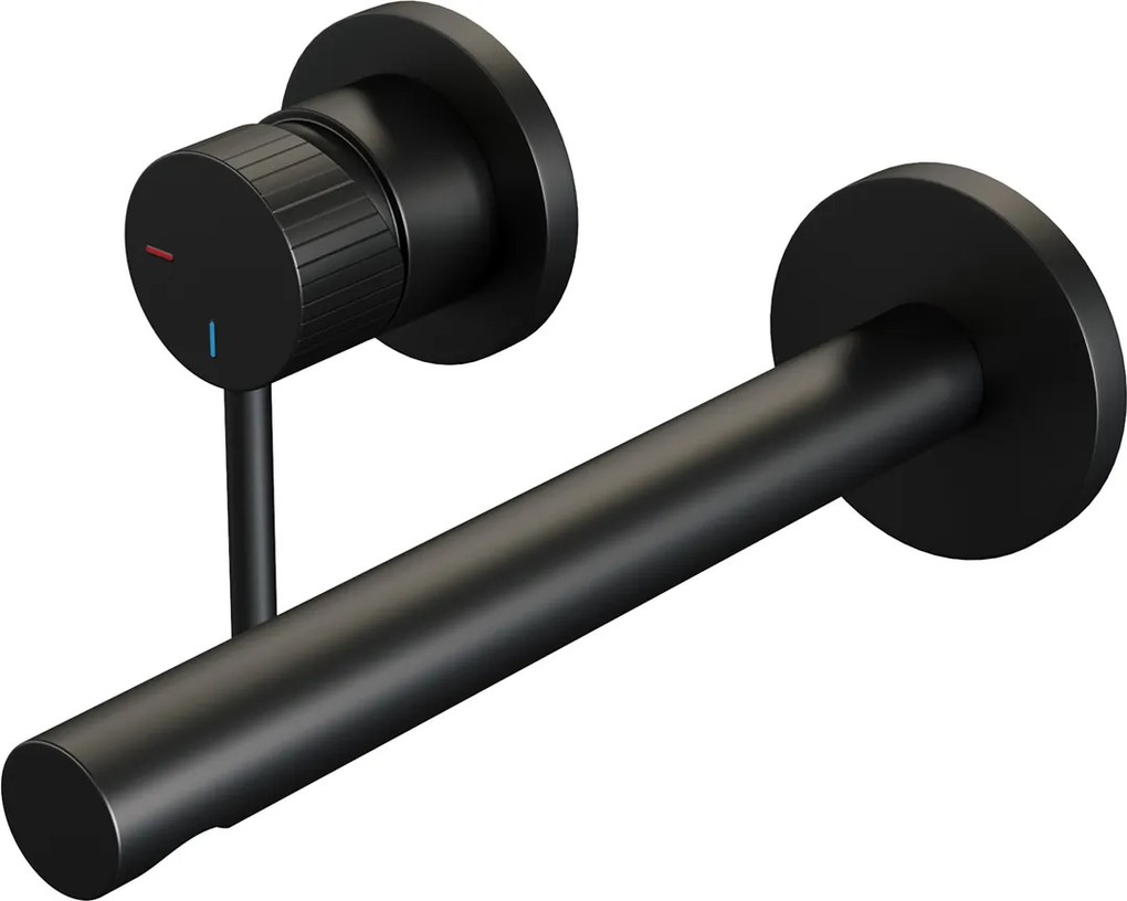 Brauer Stripe inbouw wastafelkraan ColdStart met rechte uitloop en rozetten model A2 zwart mat