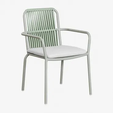 Set Van 2 Stapelbare Tuinstoelen Met Armleuningen Van Aluminium Alberta Groen – Khaki - Sklum