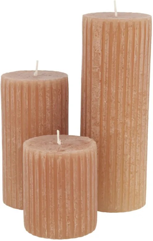 Rustieke Kaars Met Reliëf - 7x19 Terra (terra)