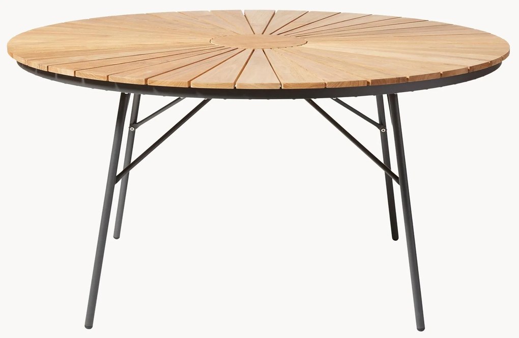 Ronde tuintafel Ellen met teakhouten tafelblad, in verschillende formaten